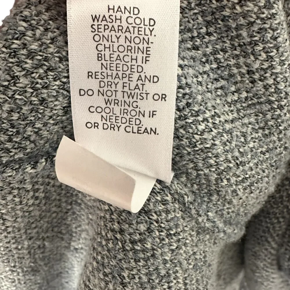 Pure Jill Grey White Snap Long Terrycloth‎ Cardigan Duster Spring Coat Size L